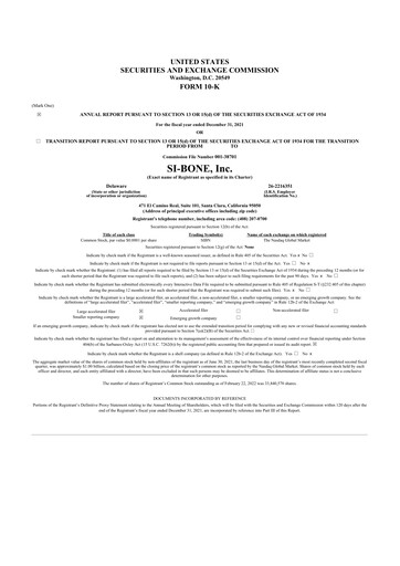 Thumbnail SI-BONE 10-K Annual Report 2021