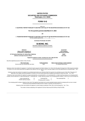 Miniature SI-BONE 10-Q Rapport trimestriel 2022 