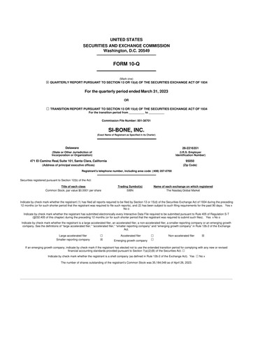 Miniature SI-BONE 10-Q Rapport trimestriel 2023 