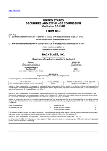 Thumbnail Backblaze 10-Q Quarterly Report FY2022 