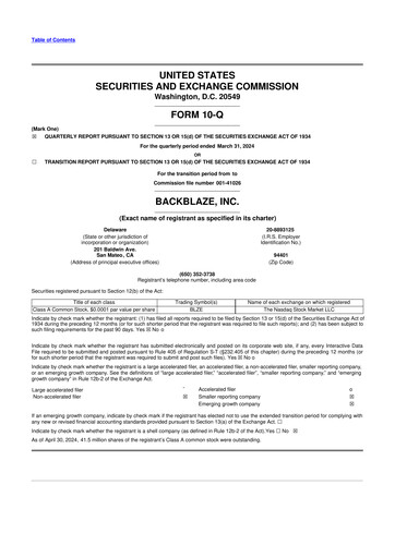 Thumbnail Backblaze 10-Q Quarterly Report FY2024 