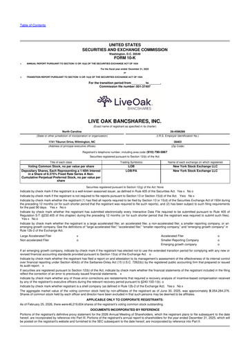 Thumbnail Live Oak Bank
 10-K Annual Report 2025