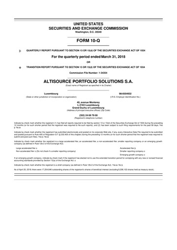 Thumbnail Altisource Portfolio Solutions
 10-Q Quarterly Report FY2018 