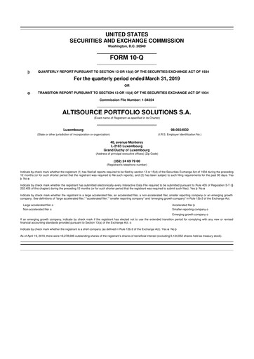 Thumbnail Altisource Portfolio Solutions
 10-Q Quarterly Report FY2019 