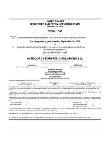 Thumbnail Altisource Portfolio Solutions
 10-Q Quarterly Report FY2020 