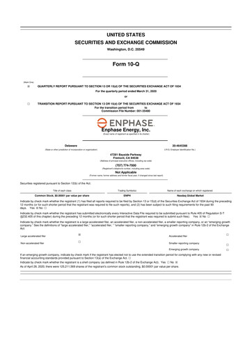 Thumbnail Enphase Energy
 10-Q Quarterly Report FY2020 