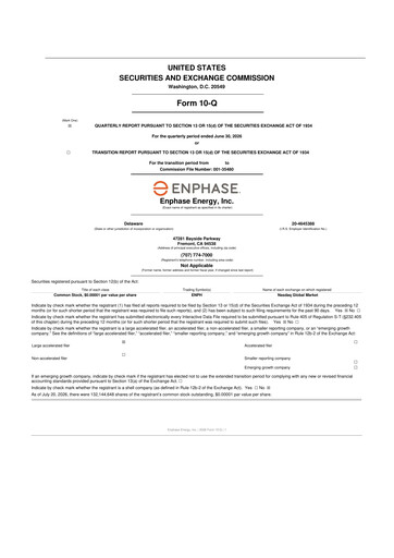 Thumbnail Enphase Energy
 10-Q Quarterly Report FY2026 