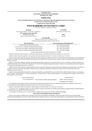 Thumbnail Two Harbors Investment
 10-K Annual Report 2017