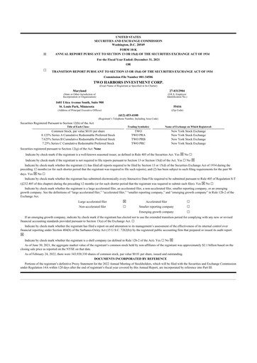Thumbnail Two Harbors Investment
 10-K Annual Report 2021