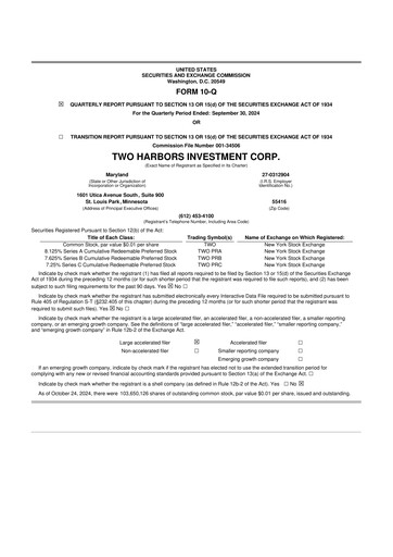 Miniature Two Harbors Investment
 10-Q Rapport trimestriel 2024 