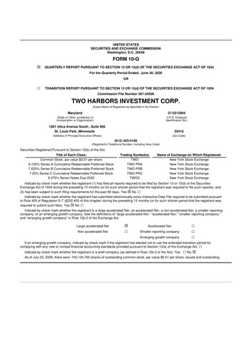 Thumbnail Two Harbors Investment
 10-Q Quarterly Report FY2026 