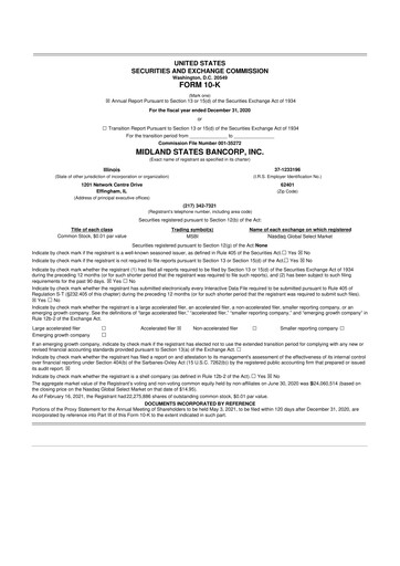 Thumbnail Midland States Bancorp 10-K Annual Report 2020