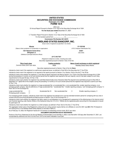 Thumbnail Midland States Bancorp 10-K Annual Report 2021