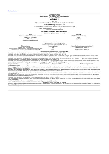 Thumbnail Midland States Bancorp 10-K Annual Report 2022