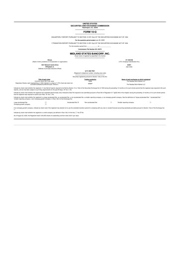 Thumbnail Midland States Bancorp 10-Q Quarterly Report FY2025 