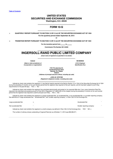 Thumbnail Trane Technologies
 10-Q Quarterly Report FY2013 