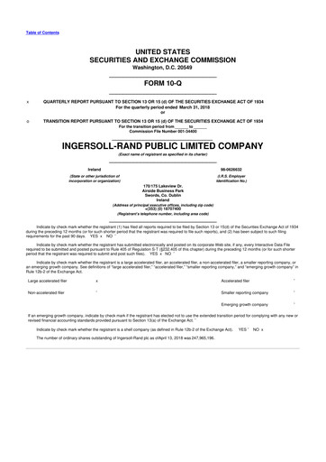 Thumbnail Trane Technologies
 10-Q Quarterly Report FY2018 