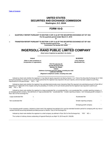 Thumbnail Trane Technologies
 10-Q Quarterly Report FY2019 