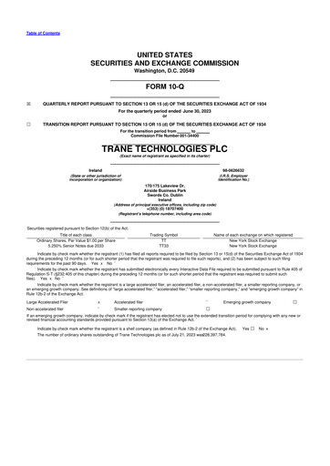 Thumbnail Trane Technologies
 10-Q Quarterly Report FY2023 
