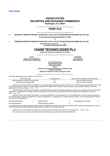 Thumbnail Trane Technologies
 10-Q Quarterly Report FY2024 