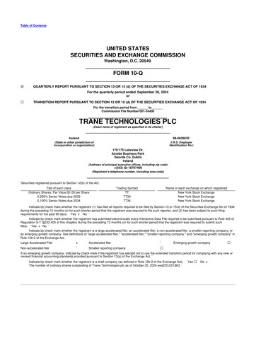 Thumbnail Trane Technologies
 10-Q Quarterly Report FY2024 