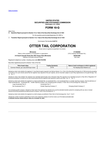 Thumbnail Otter Tail 10-Q Quarterly Report FY2022 