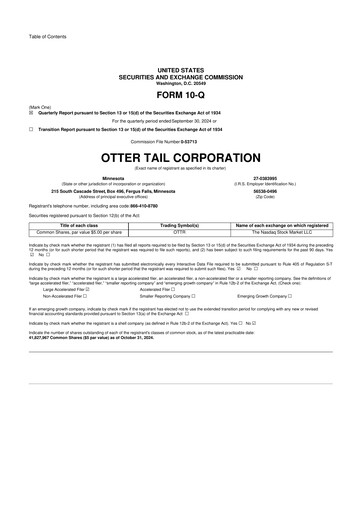 Thumbnail Otter Tail 10-Q Quarterly Report FY2024 