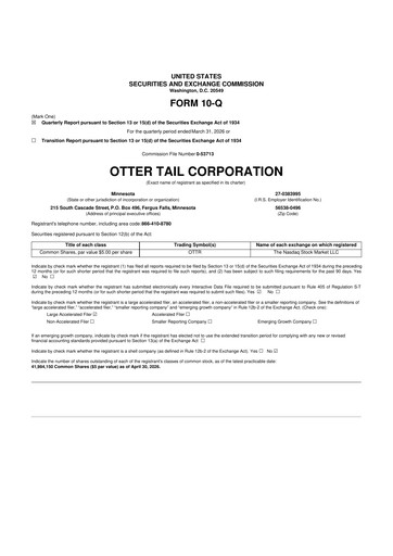 Vorschaubild Otter Tail 10-Q Quartalsbericht  