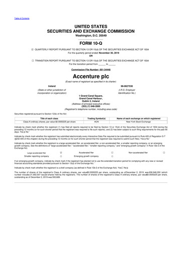 Thumbnail Accenture 10-Q Quarterly Report FY2019 