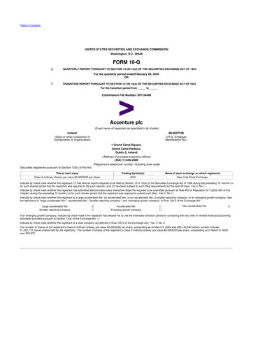 Miniature Accenture 10-Q Rapport trimestriel 2026 