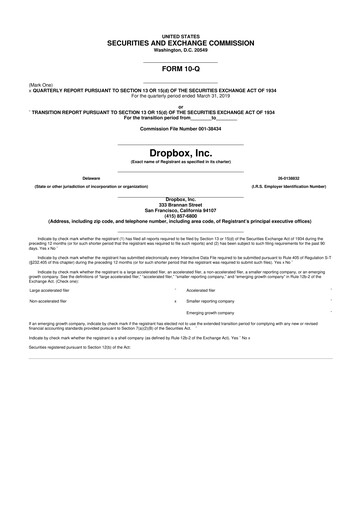 Thumbnail Dropbox 10-Q Quarterly Report FY2019 