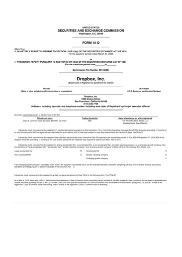 Thumbnail Dropbox 10-Q Quarterly Report FY 