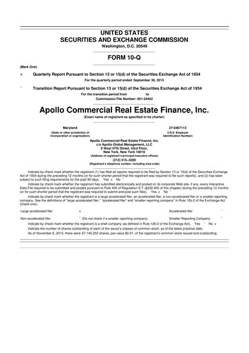 Thumbnail Apollo Commercial Real Estate Finance 10-Q Quarterly Report FY2015 