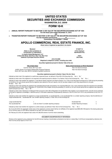 Thumbnail Apollo Commercial Real Estate Finance 10-K Annual Report 2015