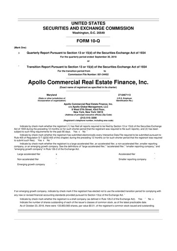 Thumbnail Apollo Commercial Real Estate Finance 10-Q Quarterly Report FY2018 