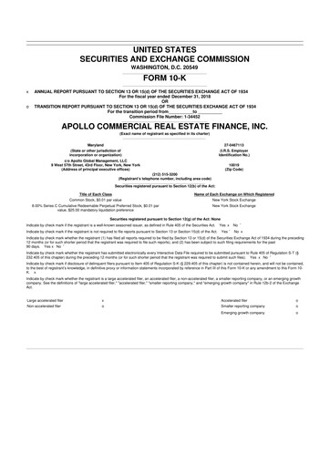 Thumbnail Apollo Commercial Real Estate Finance 10-K Annual Report 2018