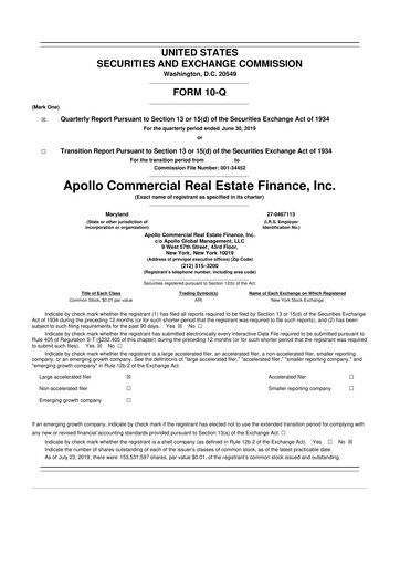 Thumbnail Apollo Commercial Real Estate Finance 10-Q Quarterly Report FY2019 