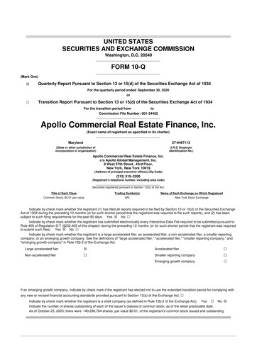 Thumbnail Apollo Commercial Real Estate Finance 10-Q Quarterly Report FY2020 