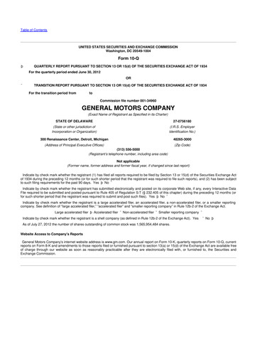 Thumbnail General Motors 10-Q Quarterly Report FY2012 