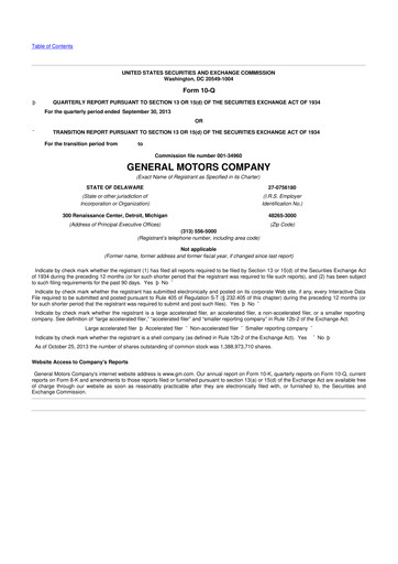 Thumbnail General Motors 10-Q Quarterly Report FY2013 