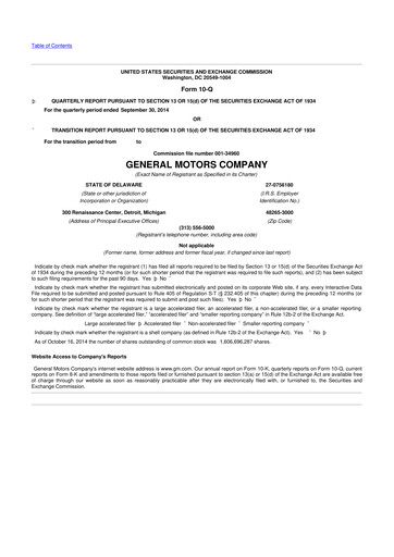 Thumbnail General Motors 10-Q Quarterly Report FY2014 