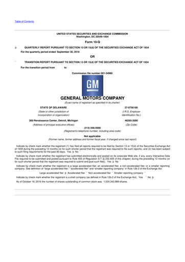 Thumbnail General Motors 10-Q Quarterly Report FY2016 