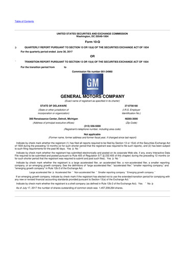 Thumbnail General Motors 10-Q Quarterly Report FY2017 