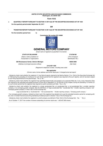 Thumbnail General Motors 10-Q Quarterly Report FY2017 