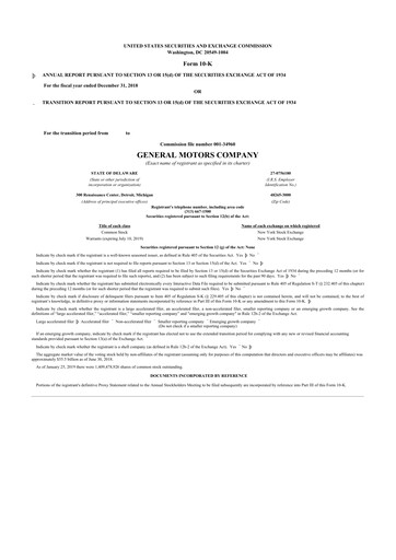 Thumbnail General Motors 10-K Annual Report 2018