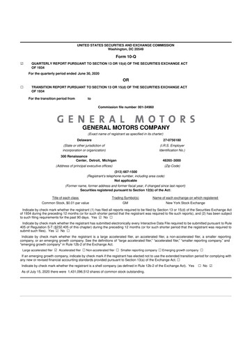 Thumbnail General Motors 10-Q Quarterly Report FY2020 