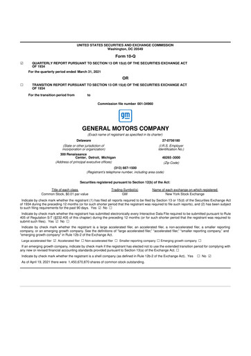 Thumbnail General Motors 10-Q Quarterly Report FY2021 