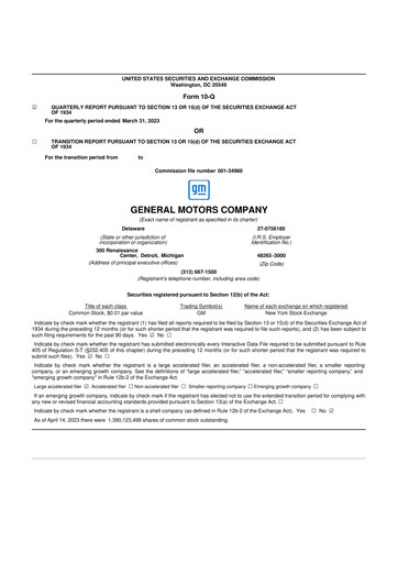 Thumbnail General Motors 10-Q Quarterly Report FY2023 