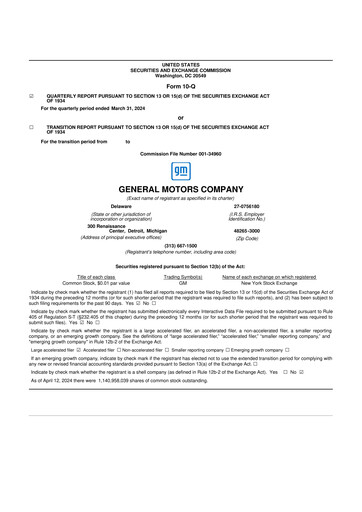 Thumbnail General Motors 10-Q Quarterly Report FY2024 