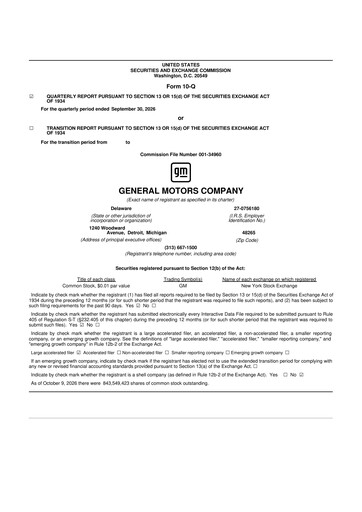 Thumbnail General Motors 10-Q Quarterly Report FY2026 Q3